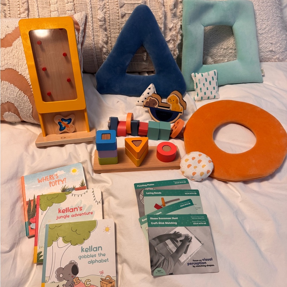 Assorted Kiwi Co Crate Toys and Books